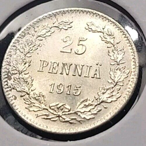 Read more about the article Uncirculated 1915 S Finland 25 Pennia Silver Foreign Coin #2