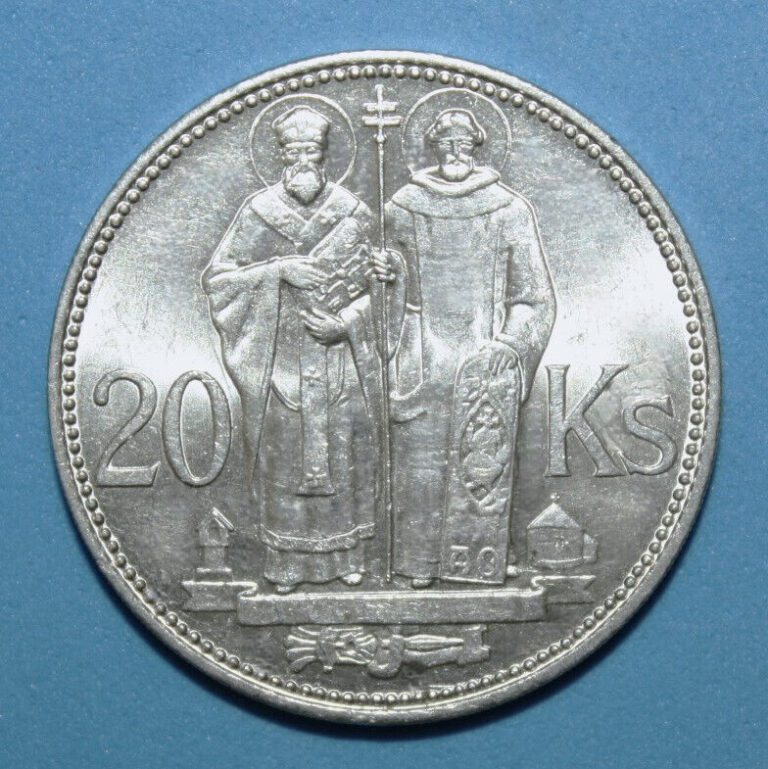 Read more about the article S6 – Slovakia 20 Kr. 1941 Brilliant Uncirculated Silver Coin – Cyril and Methodius