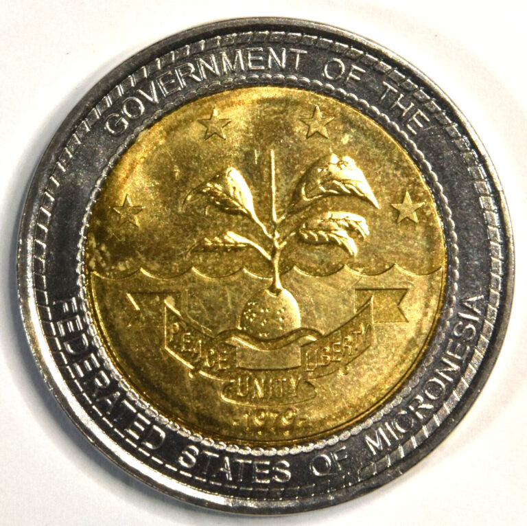 Read more about the article Micronesia 2004 $1 Coat of Arms / President Urusemal commemorative coin BIMETAL