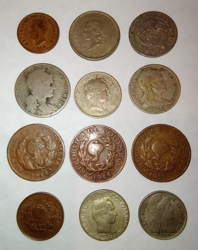 Read more about the article Twelve (12) Colombia Coins  1886 5 Centavos  and various