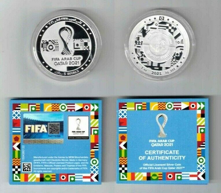 Read more about the article 2021 FIFA Arab Cup Qatar 2021 Commemorative 1 oz Silver 5 Riyal Coin Sold Out