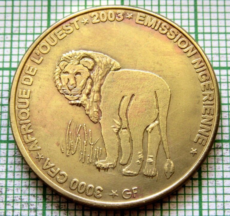 Read more about the article NIGER 2003 2 AFRICA or 3000 CFA COIN  LION and ELEPHANT HEAD  IDAO COINAGE Brass