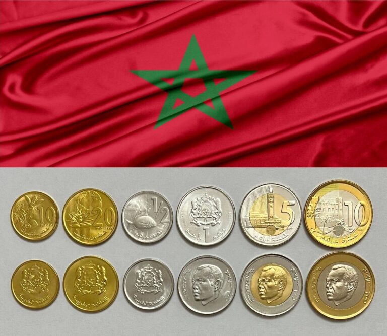 Read more about the article MOROCCO – SET of 6 Coins (santimat  dirham) Mohammed VI – 2011 – 2013 – UNC