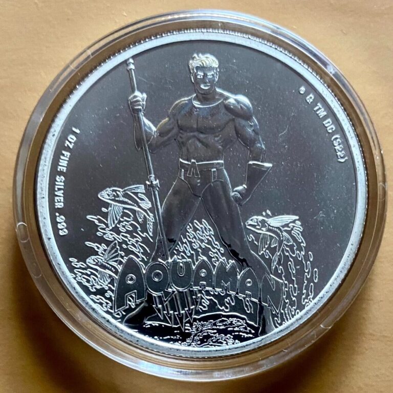 Read more about the article 2023 Samoa 1 oz 9999 Silver $5 Coin.  DC Comics Aquaman