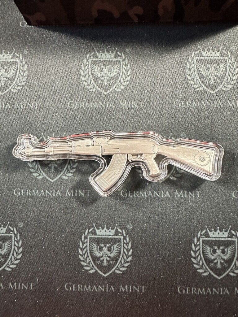 Read more about the article 2024 CHAD 10 000FR 2OZ SLV AK-47 RIFLE ANTQ BU OGP HR ANTIQUED MINTAGE OF 1500