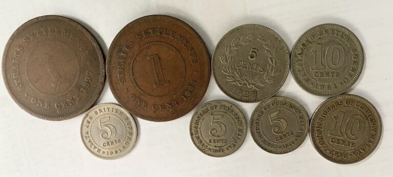 Read more about the article Old Malaya  Borneo  Sarawak  Straits Settlements 8 Coins 1890- 1961.