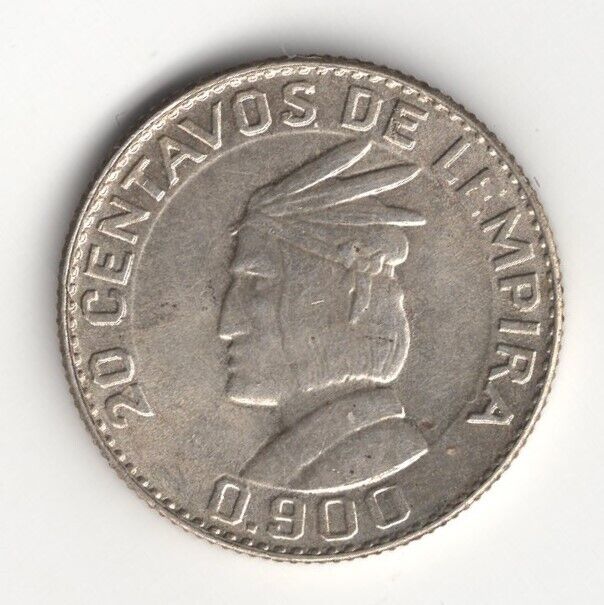 Read more about the article 1958 HONDURAS SILVER 20 CENTAVOS UNC.