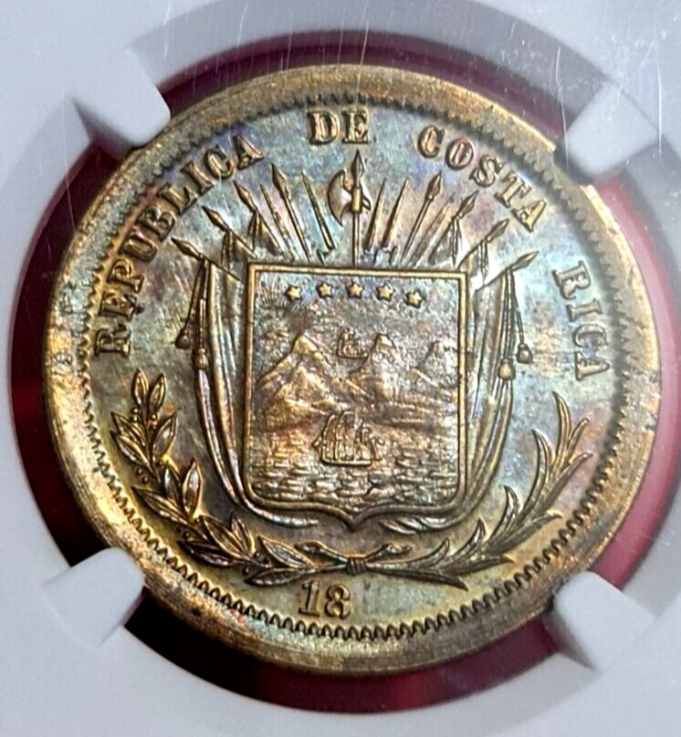 Read more about the article Costa Rica: Republic brass Pattern 50 Centavos 18–(1873) MS 63 NGC Reeded Edge