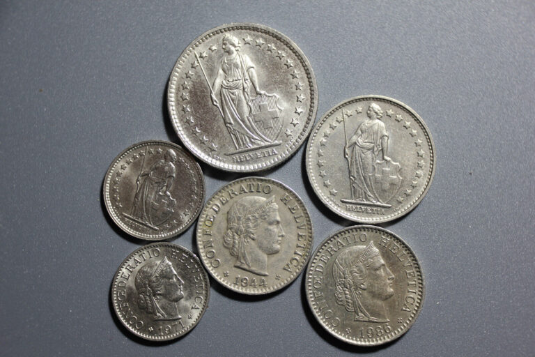 Read more about the article Lot of 6 different swiss SWITZERLAND coins