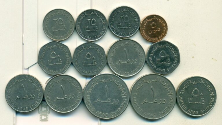 Read more about the article 13 DIFFERENT COINS from the UNITED ARAB EMIRATES (6 TYPES/4 DENOMINATIONS).Lot 1