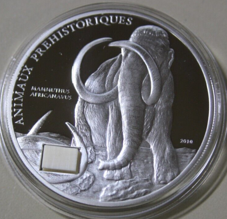 Read more about the article 2010 Ivory Coast 1000 Francs Silver #F6740 Prehistoric Animals Mammoth Real Ivory