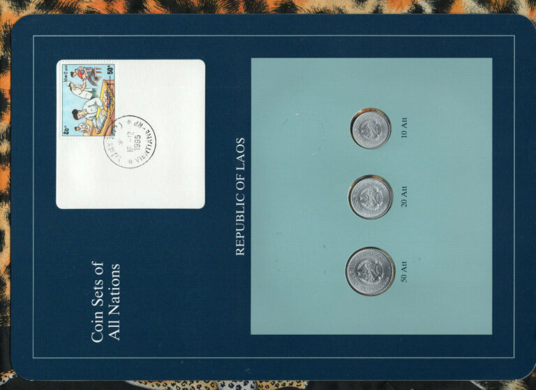 Read more about the article Coin Sets of All Nations Laos w/card 3 coin all 1980 UNC 50  20  10 Att