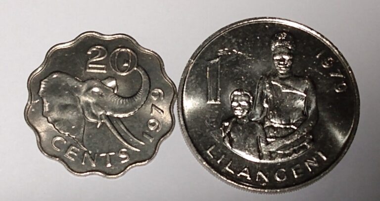 Read more about the article 1979 SWAZILAND 20 CENTS and 1 LILANGENI (2 COINS) COPPER NICKEL ELEPHANT AFRICA