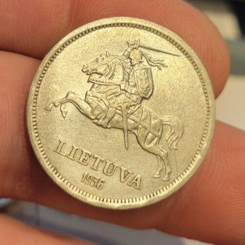 Read more about the article 1936 Lithuania 5 Litai larger SILVER Coin pre-SOVIET occupation HIGH GRADE nice!