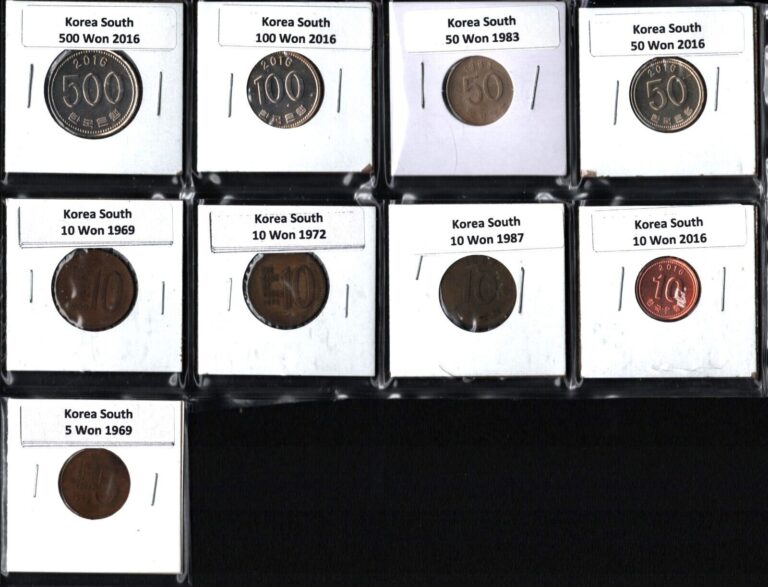 Read more about the article KOREA SOUTH 1969-2016 SET OF 9 COINS