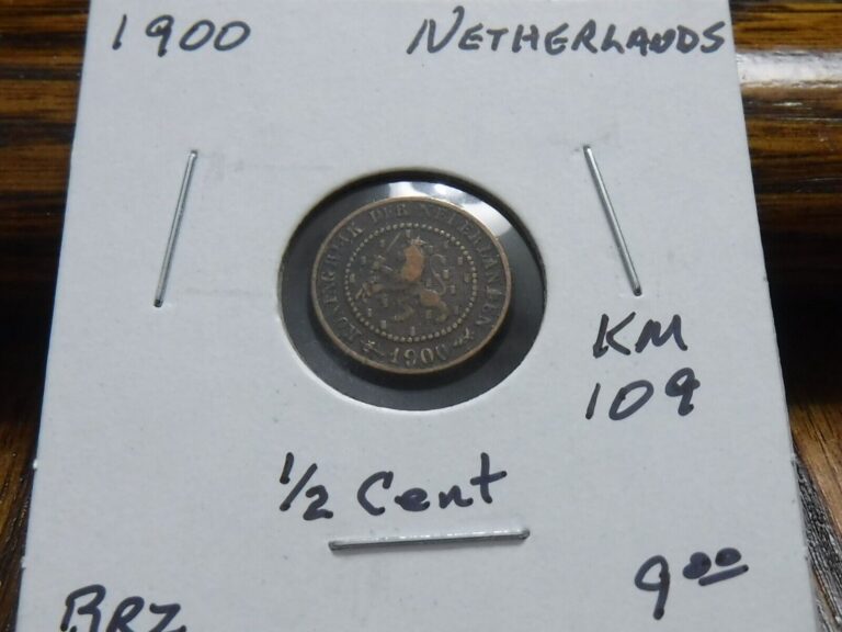 Read more about the article 1900 Netherlands 1/2 Cent – KM# 109 – Very small bronze coin