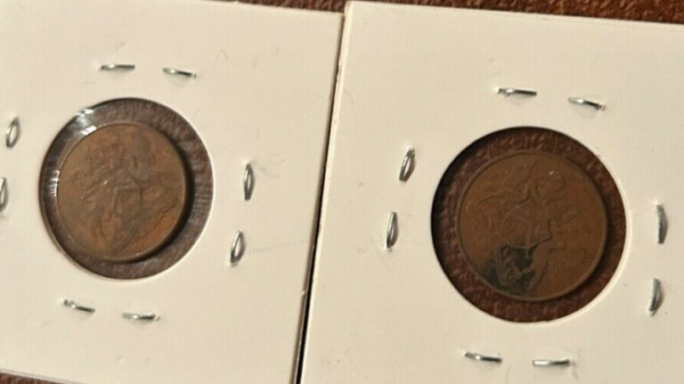 Read more about the article Trinidad and Tobago 1 Cent Coins X2 Queen Elizabeth II 1966 – 1973 Coat of Arms