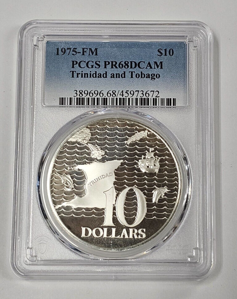 Read more about the article 1975- FM Trinidad and Tobago $10 Silver Coin PCGS PR68 DCAM