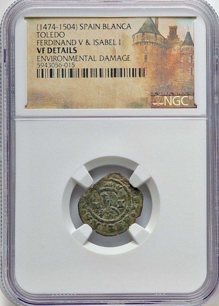 Read more about the article 1474-1504 Spain Ferdinand and Isabel I Blanca Toledo Mint NGC VF Detail