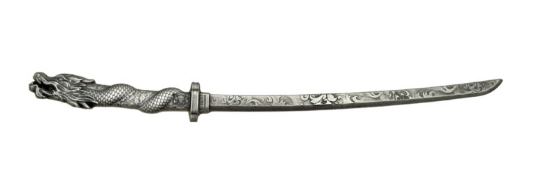 Read more about the article 2024 Chad Katana Shaped 2 oz 999 Silver Antiqued Coin