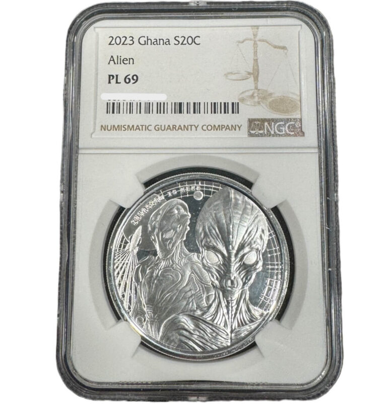 Read more about the article 2023 Ghana Alien Invasion 1 oz Silver Proof Like Coin NGC PL 69