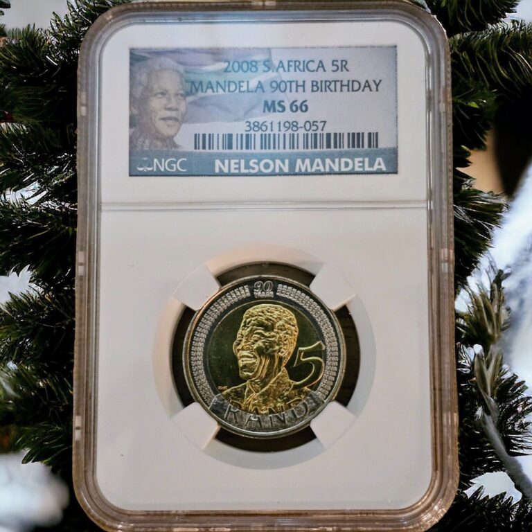 Read more about the article 2008 South Africa 5 Rand Nelson Mandela’s 90th Birthday Coin NGC MS66