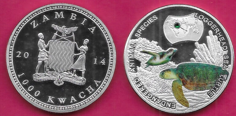 Read more about the article ZAMBIA 1000 KWACHA 2014 UNC LOGGERHEAD SEA TURTLE 1 YEAR TYPE NON CIRCULATING CO