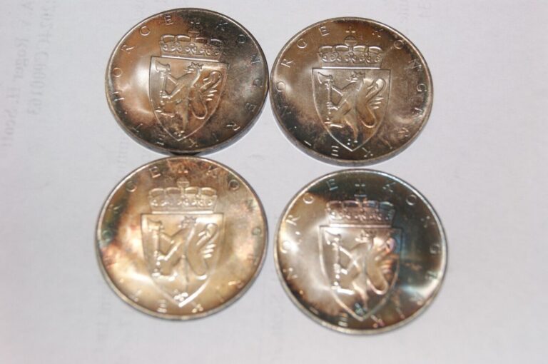 Read more about the article 4 pieces 1964 Norway 10 Kroner Large Silver Coins #6