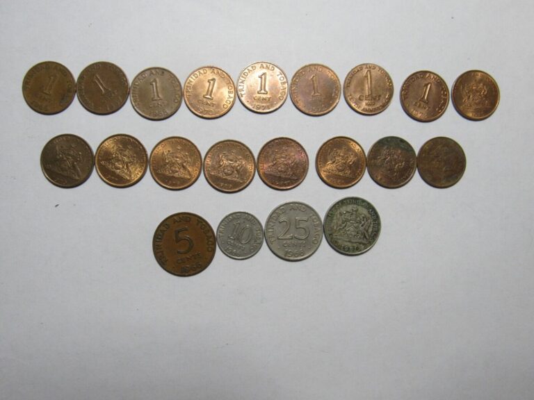 Read more about the article Lot of 21 Different Trinidad and Tobago Coins – 1966 to 1986 – Circulated