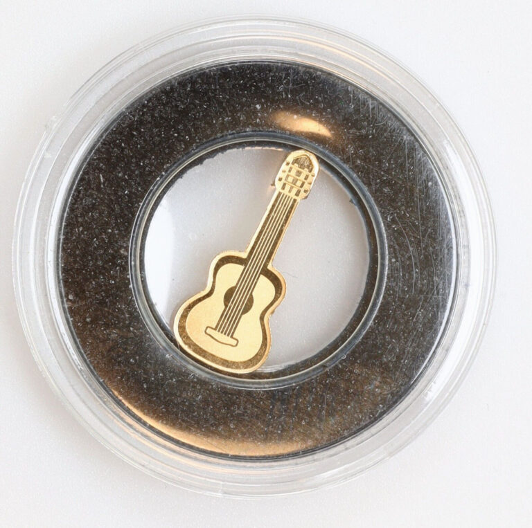 Read more about the article 2022 $1 Palau Gold Guitar Brilliant Uncirculated w/ Capsule 1/2gram .9999