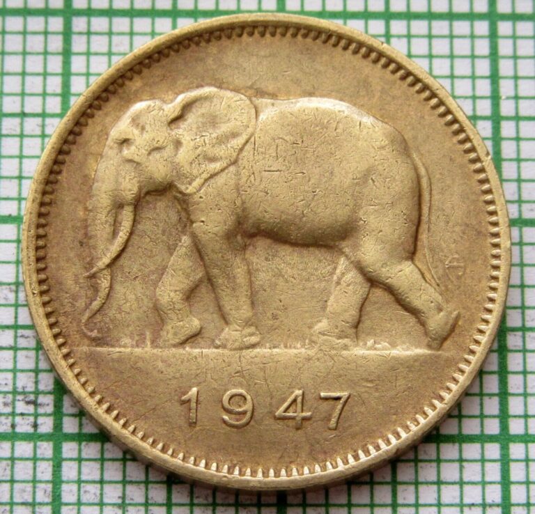 Read more about the article BELGIAN CONGO LEOPOLD III 1947 2 FRANCS  ELEPHANT Brass Colonial Issue