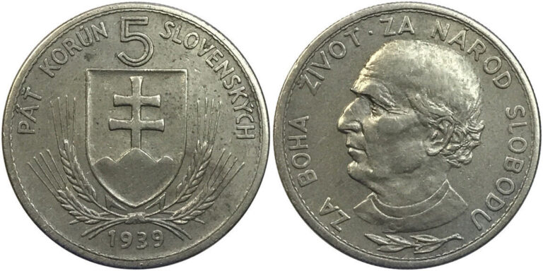 Read more about the article Slovakia 5 Korun 1939 – Nazi occupation – nice coin!