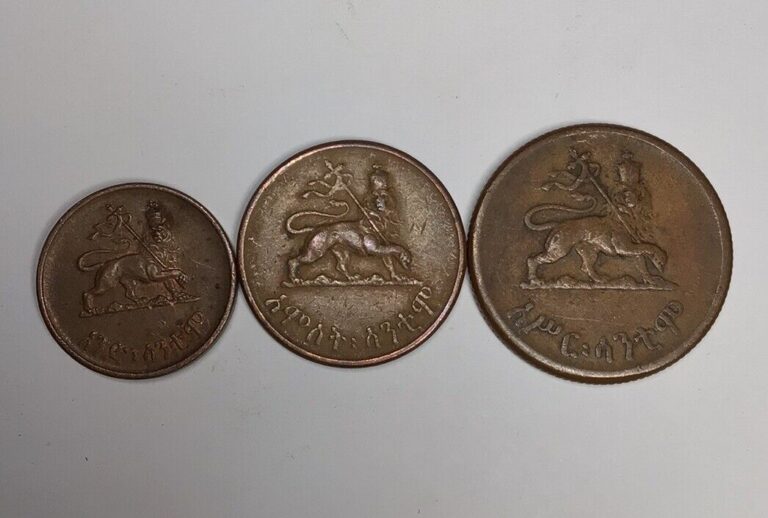 Read more about the article Ethiopia: 1  5  and 10 Santeem 3 Coin Set  Hailé Selassié I 🇪🇹