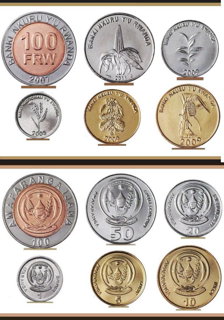 Read more about the article Rwanda 6 Pcs UNC Coins SET  1 5 10 20 50 100 Francs 2003 2009 2011