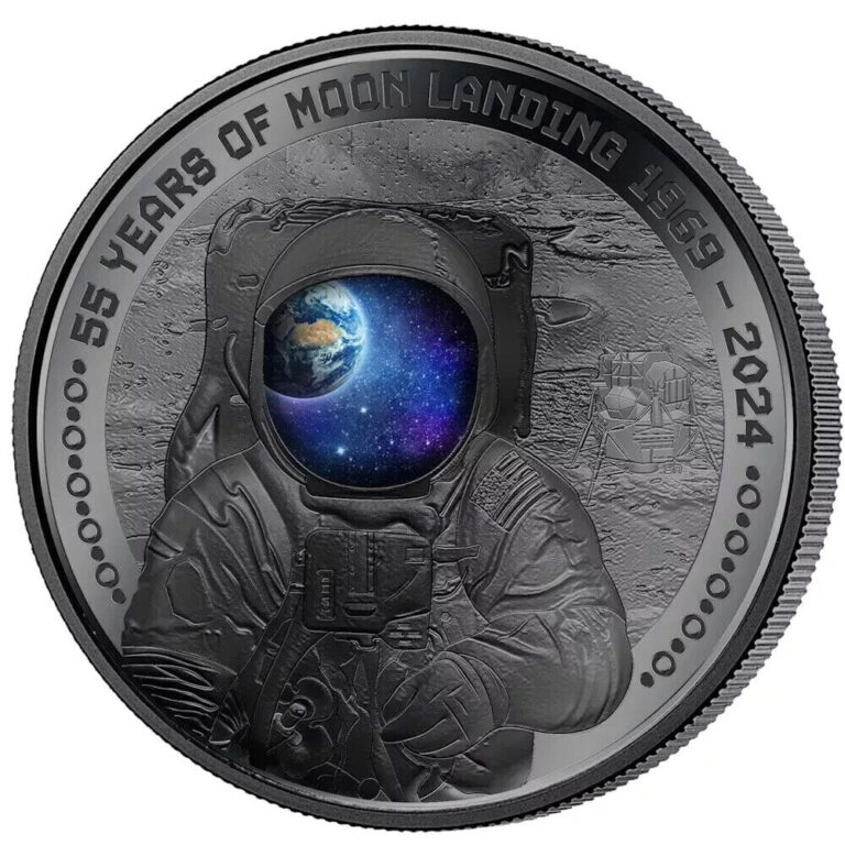 Read more about the article 2024 Barbados 55th Anniversary 1st Man on the Moon Black Proof 1 oz Silver Coin