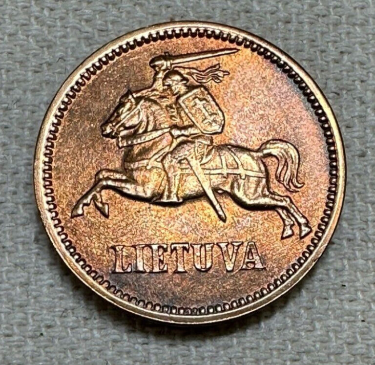 Read more about the article 1936 Lithuania 5 Centai Foreign Bronze Coin Spectacular Single Year Issue