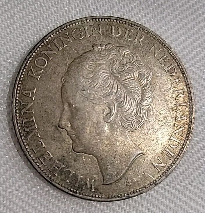 Read more about the article Netherlands 1931 Silver 2-1/2 Gulden Wilhelmina I Circulated LARGE Coin