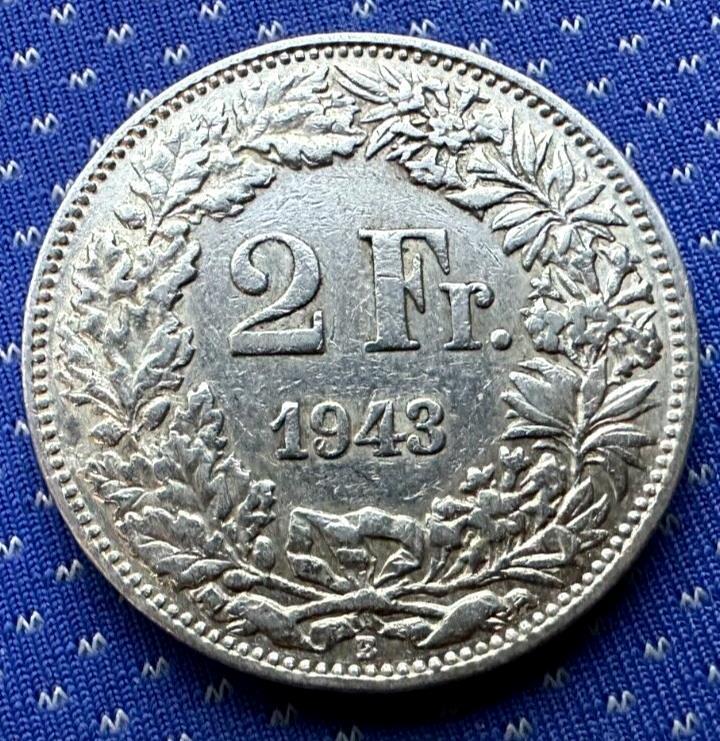 Read more about the article 1943 Switzerland 2 Francs  .835 Silver  Condition Rarity    #MX97