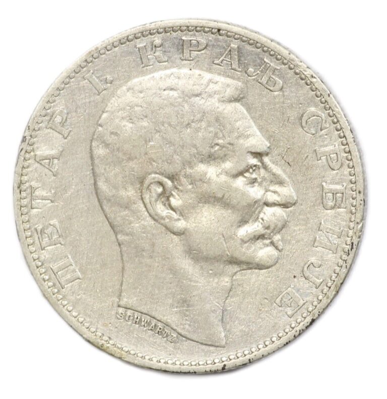 Read more about the article 1904 Serbia 2 Dinara Peter I Silver Coin