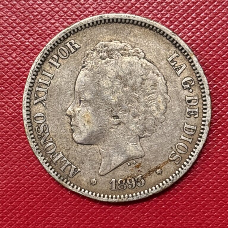Read more about the article 1893 Spain 5 Pesetas Silver Coin – ALFONSO XIII