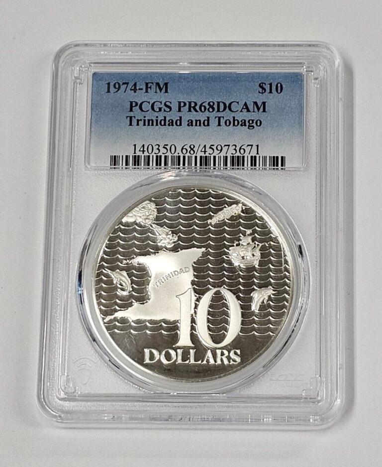 Read more about the article 1974- FM Trinidad and Tobago $10 Silver Coin PCGS PR68 DCAM