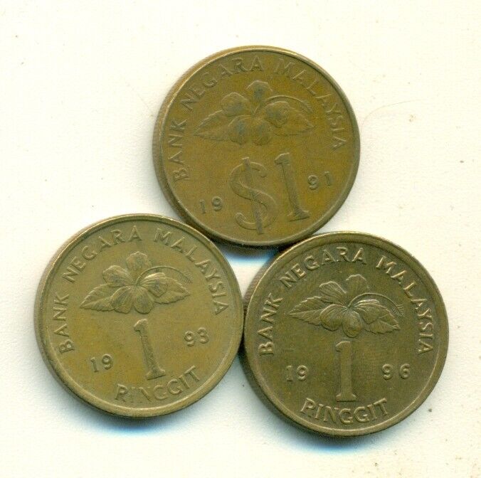 Read more about the article 3 DIFFERENT 1 RINGITT COINS from MALAYSIA (1991  1993 and 1996).