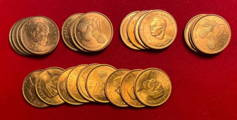 Read more about the article ##N56 Gambia; 25 Coins from Mint Bag – Bronze Butut 1974  FAO – Red Unc