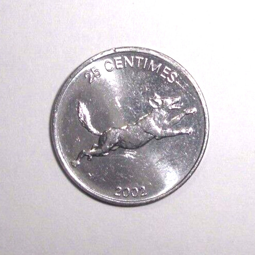 Read more about the article 2002 Congo D.R. 25 centimes Coin Wild Leaping Dog Puppy Lion Cat