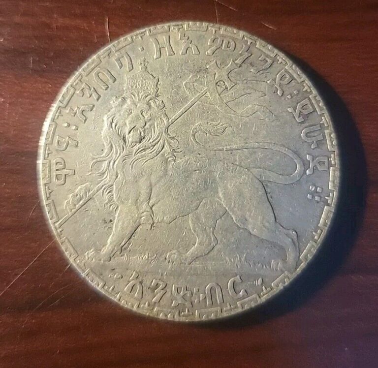 Read more about the article 1900-1903 Ethiopia Menelik II Silver 1 Birr Crown Coin Good Very Fine KM#19