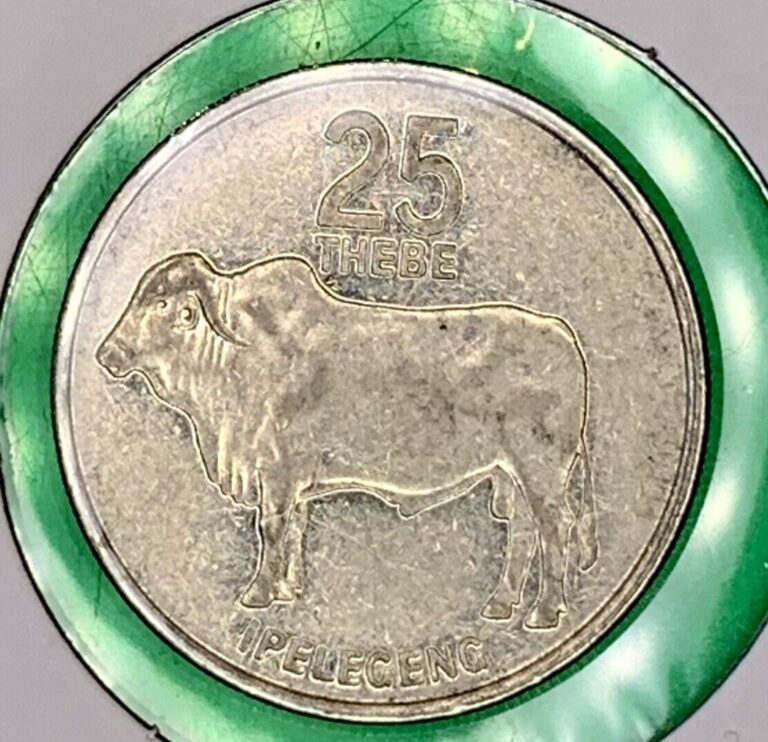Read more about the article 1991 Botswana 25 Thebe Cow Cattle Animal Wildlife Coin Money