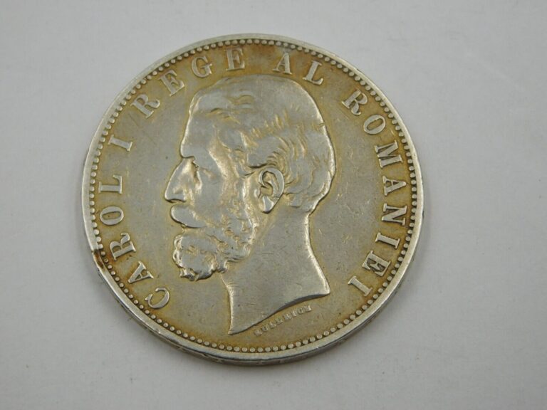 Read more about the article ROMANIA Carol I Silver 1883 B  5 Lei CROWN (1132)