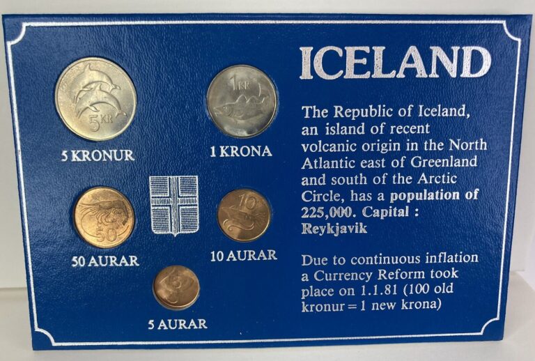 Read more about the article Iceland Coin Set 1981 – 5 Coin Set – Inflation Currency Reform Kronur to Krona