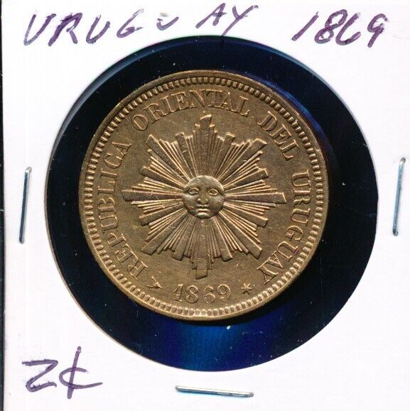 Read more about the article URUGUAY 2 CENTAVOS – 1869 – COPPER KM12 – #0685