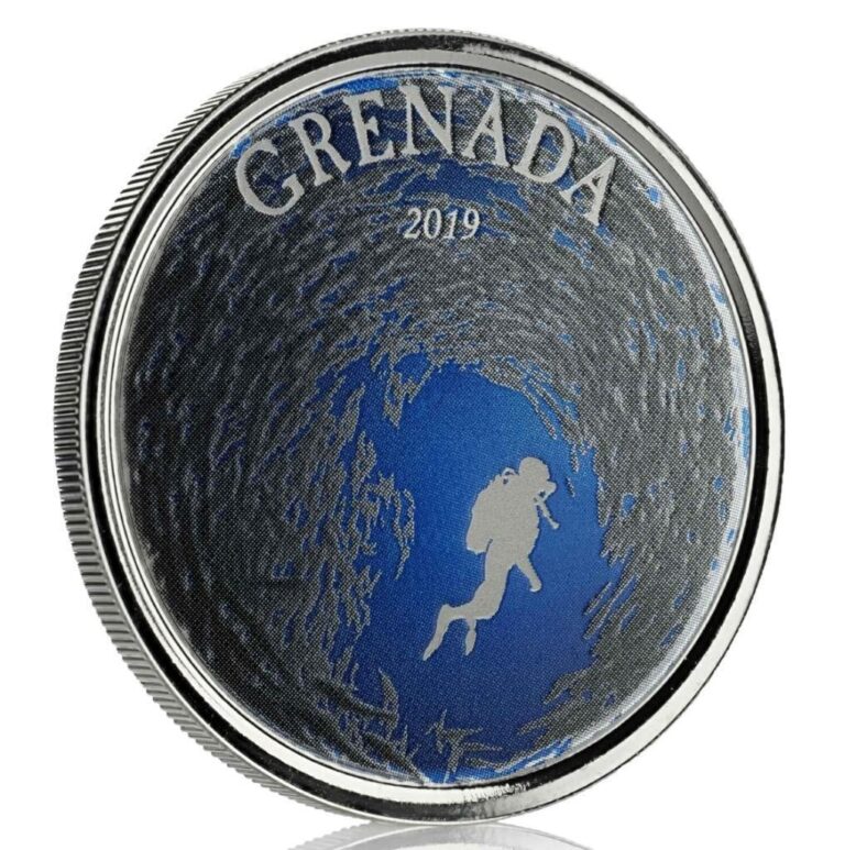 Read more about the article 2019 1 oz Grenada Diving Paradise EC8 Silver Coin – Proof Color w/ COA